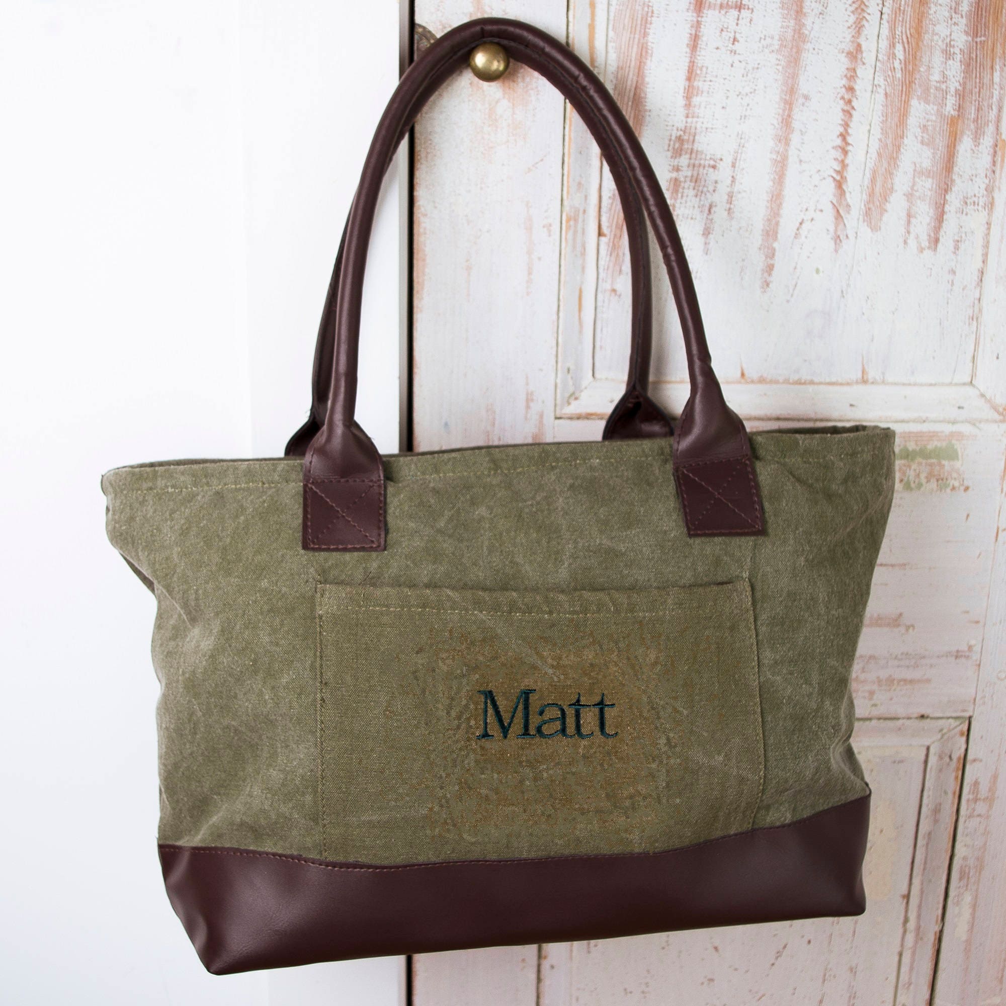 Olive Green Tote Bag Personalized Canvas Tote Tote for Men Etsy