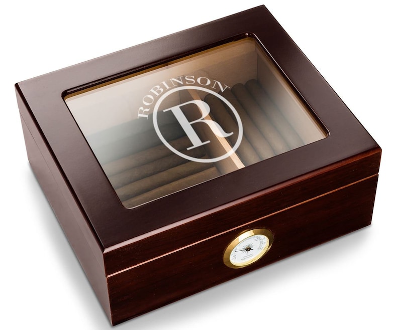 Personalized Cigar Humidor Glass Cigar Humidor Desktop Etsy