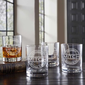 Double Rocks Glass | Custom Groomsmen Gifts | Engraved DOF Glass | Whiskey Glass Personalized for Wedding Party | Individual Rocks Glass