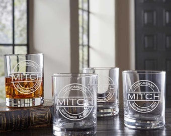 Double Rocks Glass | Custom Groomsmen Gifts | Engraved DOF Glass | Whiskey Glass Personalized for Wedding Party | Individual Rocks Glass