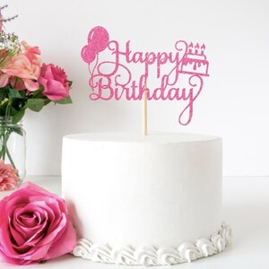Happy Birthday glitter cake topper pink rose gold