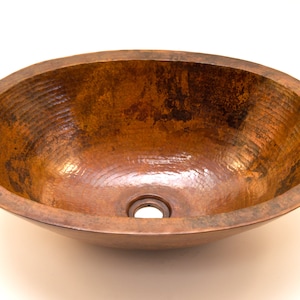 MICHELANGELO in Natural - Oval Vessel Bathroom Copper Sink - 19 x 14 x 6&quot; - Double Wall - (VS010NA)