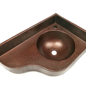 Corner Vanity Wall Mounted with integrated 10&quot; Round Sink and 3&quot; Apron in Cafe Viejo - VS044CVR (Reversed)