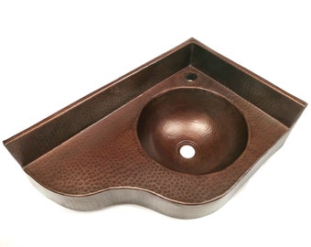 Corner Vanity Wall Mounted with integrated 10&quot; Round Sink and 3&quot; Apron in Cafe Viejo - VS044CVR (Reversed)