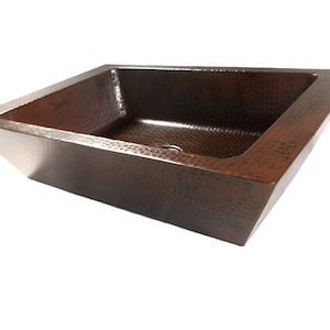KIRO in Cafe Viejo - Rectangular Vessel Bathroom Copper Sink - 20 x 13 x 5&quot; - Double Wall - (VS035CV)