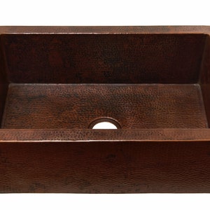 Kitchen Copper Sink - FARMHOUSE with Straight Apron in Cafe Viejo - Single Basin - 33 x 22 x 10.5&quot; - (KS001CV)