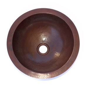ROND KLEIN in Cafe Viejo - Kleine onderbouw koperen badgootsteen met 1&quot; platte rand - 13 x 5&quot; (BS007CV)