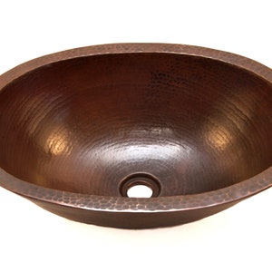 MICHELANGELO in Cafe Viejo - Oval Vessel Bathroom Copper Sink - 19 x 14 x 6&quot; - Double Wall - (VS010CV)