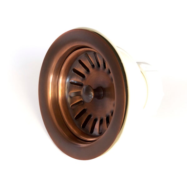 Kitchen Drain in Weathered Copper - Solid Copper Basket Strainer 3.5" - DR600WC - (Not for garbage disposal)