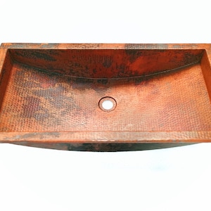 HOCKNEY in natuurlijke koperen wastafel onderbouw of drop-in badkamer met 1,0&quot; platte rand - 26 x 13 x 6&quot; - dikte 14 - (VS042NA)