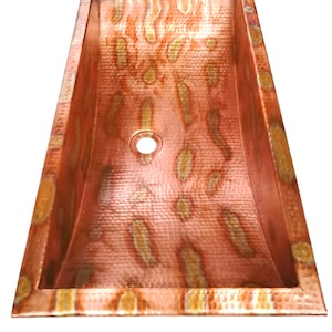 HOCKNEY in FUEGO -Trough Undermount of Drop-In Badkamer Koperen Wastafel met 1.0&quot; Flat Rim - 26 x 13 x 6&quot; - Dikke Gauge 14 - (VS042FU)