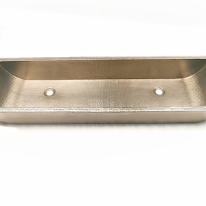 CONDO in GEBORSTELD NIKKEL - Trog onderbouw of Drop-In Dual Bath koperen gootsteen met 1,0 &quot;platte rand - 46 x 14 x 6&quot; - dikke meter 14 - (VS040BN)