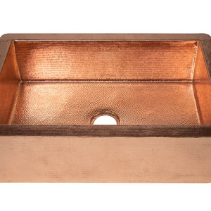 Kitchen Copper Sink Farmhouse with Straight Apron in Polished Copper - 33 x 22 x 9&quot; - KS052PC