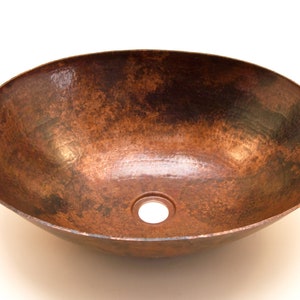 BOTERO in Natural - Oval Vessel Bathroom Copper Sink - 18 x 14 x 6&quot; - Thick Gauge 14 - (VS003NA)