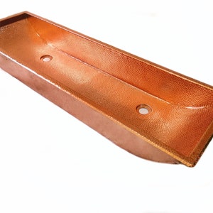CONDO in gepolijst koper - onderbouw of drop-in dubbele koperen wastafel met platte rand van 1,0&quot; - 46 x 14 x 6&quot; - dikte 14 - (VS040PC)