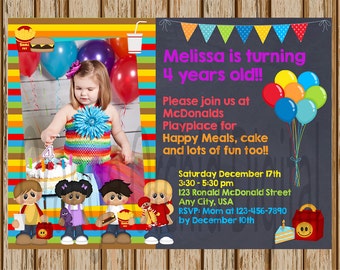 Mcdonald S Birthday Invitations Mcdonald S Playplace Etsy
