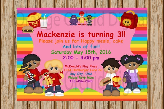 Mcdonald S Birthday Invitations Mcdonald S Playplace Etsy