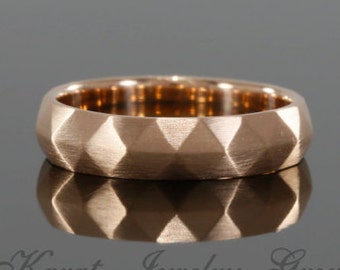 6mm Men's Wedding Band, Comfort Fit, Brushed or High Polish in 14k Rose Gold (available in white gold, rose gold, yellow gold and platinum)