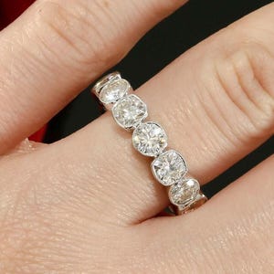 Lab Diamond Eternity Band: Round & Cushion Cut, 14k White Gold