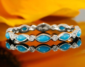 Diamonds And Turquoise Wedding Ring Turquoise Wedding Band | Etsy