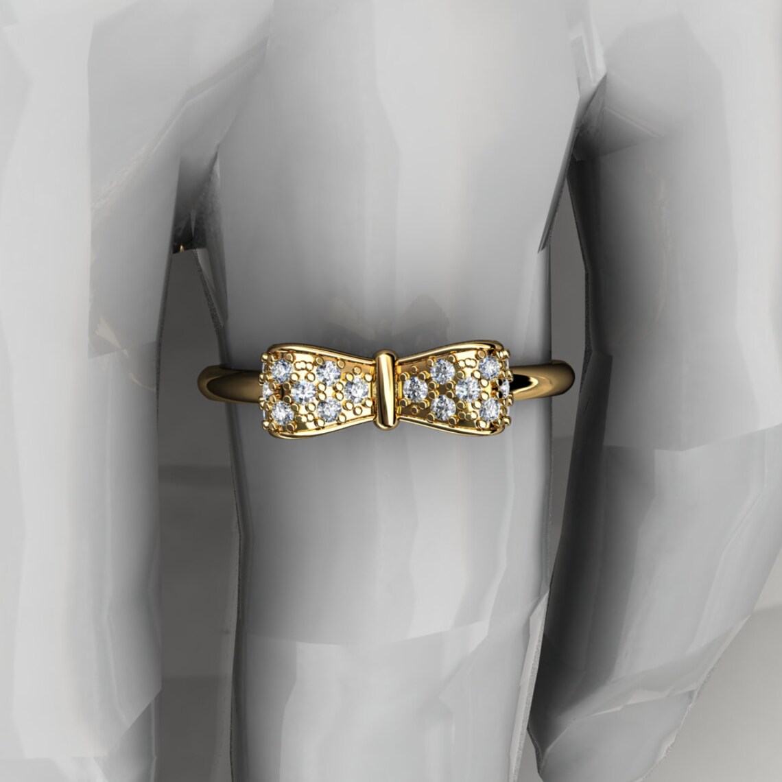 Cute Bow Engagement Ring with Diamonds and two Matching Etsy