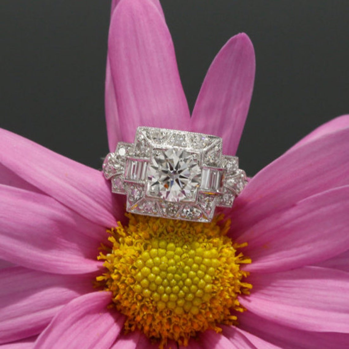 6 5mm Forever Brilliant And Diamond ART DECO Style Engagement Etsy UK