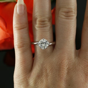 Moissanite ring Solitaire ring. Engagement ring White gold ring Diamond ring Promise ring Moissanite rings for women Unique Ring Bypass ring image 5