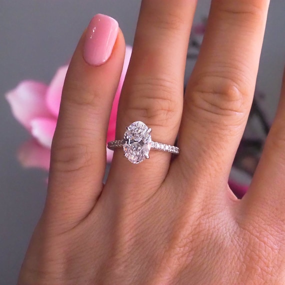 Buy 2.4ct IGI Oval Lab Grown Diamond Engagement Ring. Cvd Diamond 