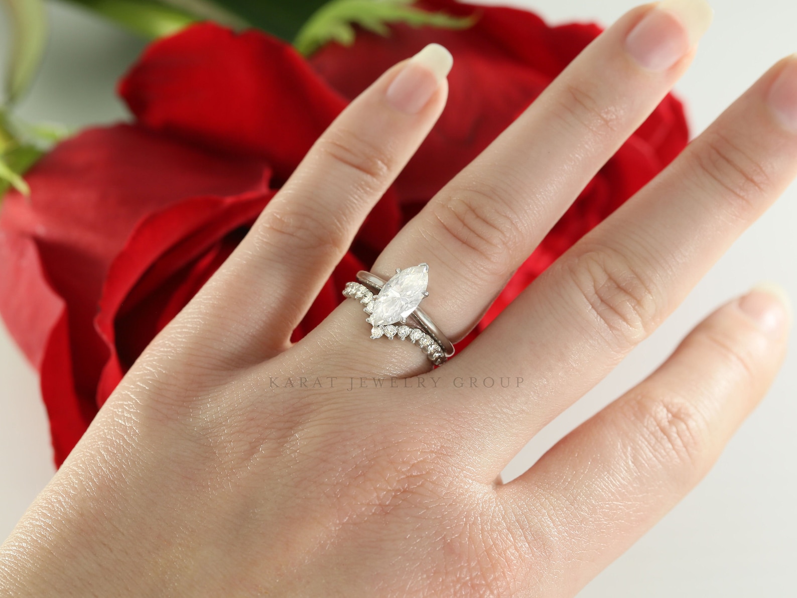 Marquise Cut Engagement Ring Set With Wedding Band. Marquise Etsy