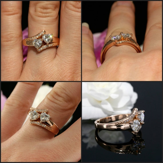 14 kt gold brilliant ring , YG/WG 585/000, centered hear… | Drouot.com