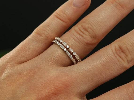 Baguette Lab Grown Diamond Wedding Band Halfway Wedding Ring Baguette Ring  Stacking Ring Diamond Dainty Ring White Gold Ring Minimalist Ring -   Canada