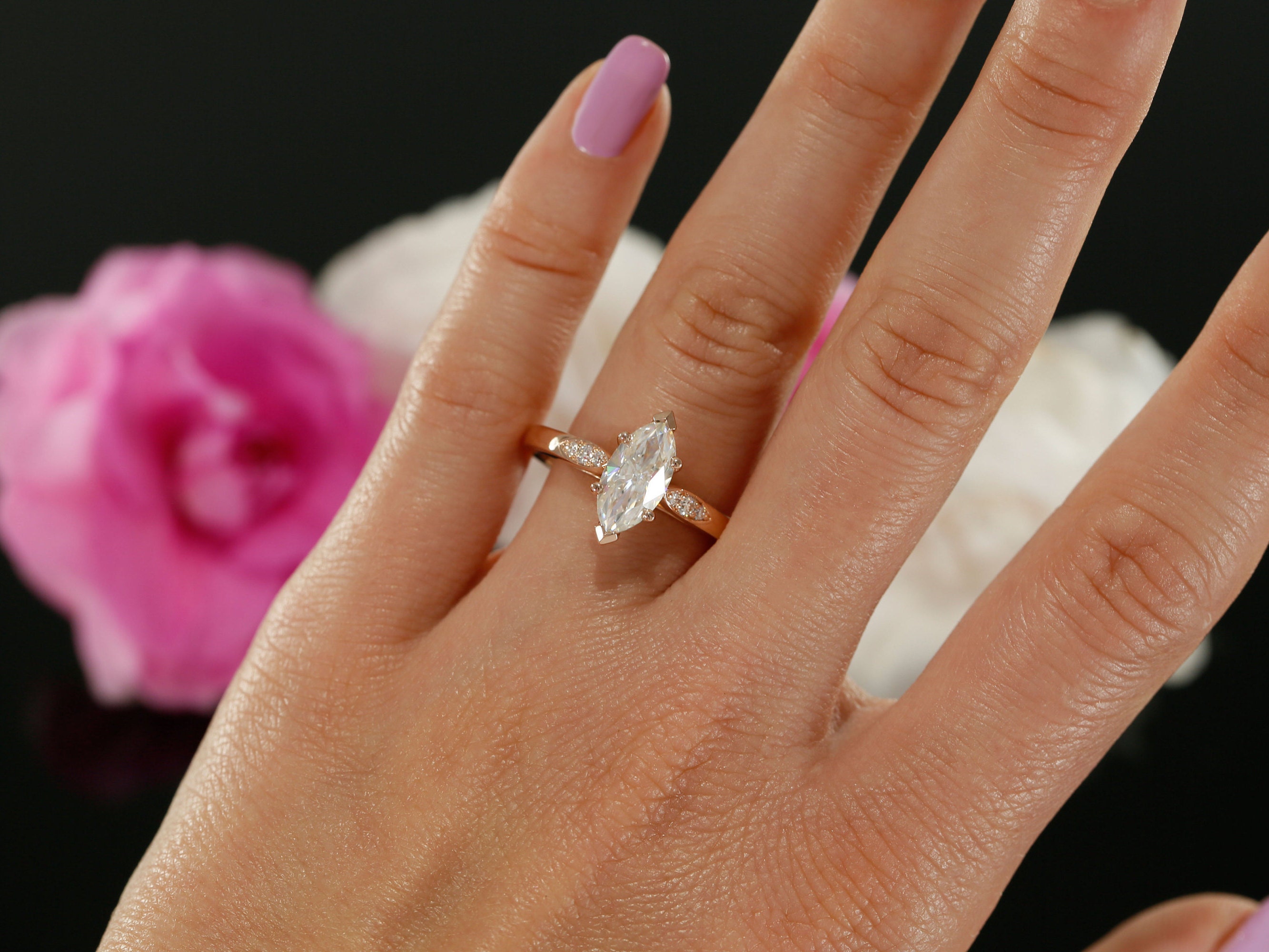 Harro moissanite marquise engagement ring. Marquise moissanite | Etsy