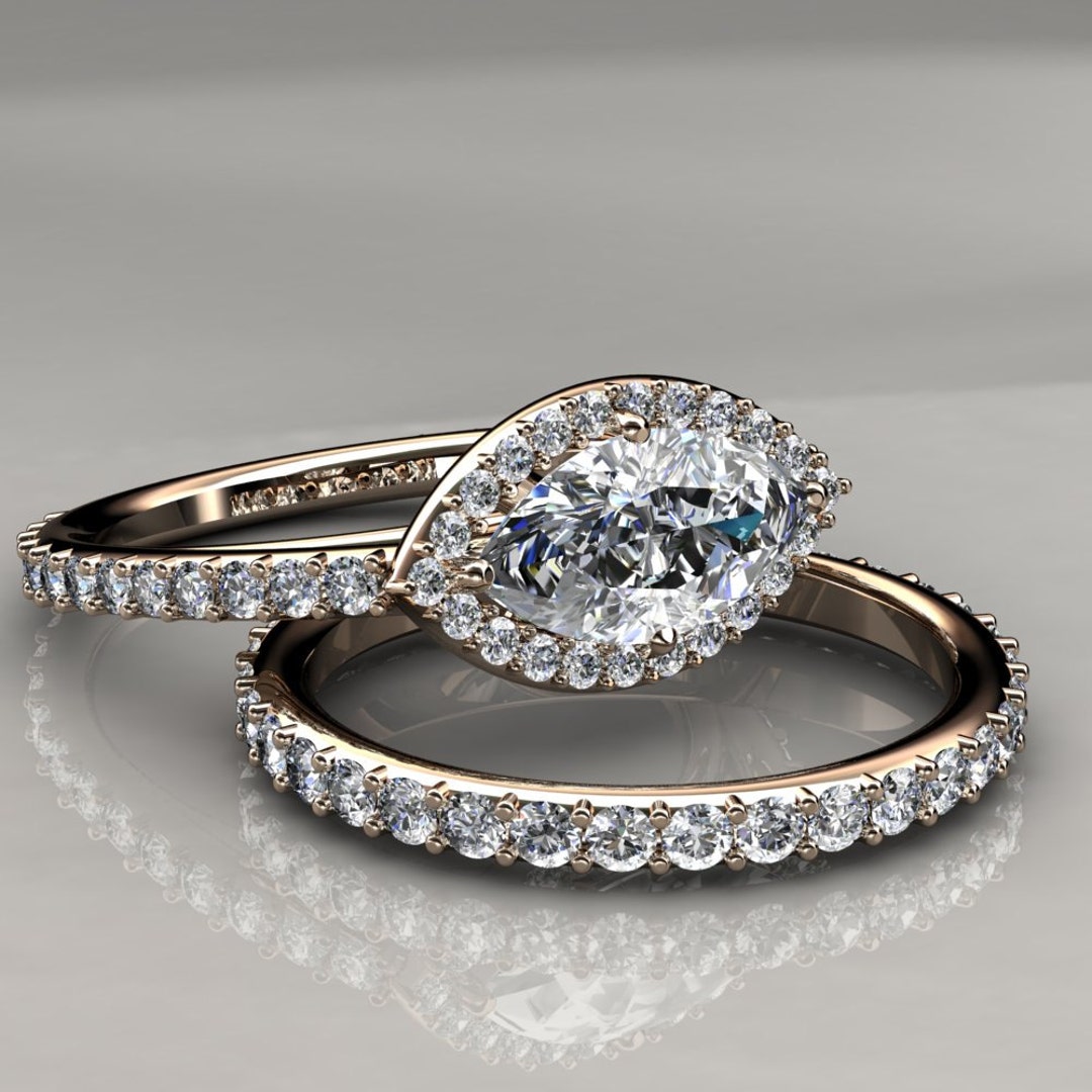 Moissanite Diamond Engagement Ring With Matching Eternity - Etsy