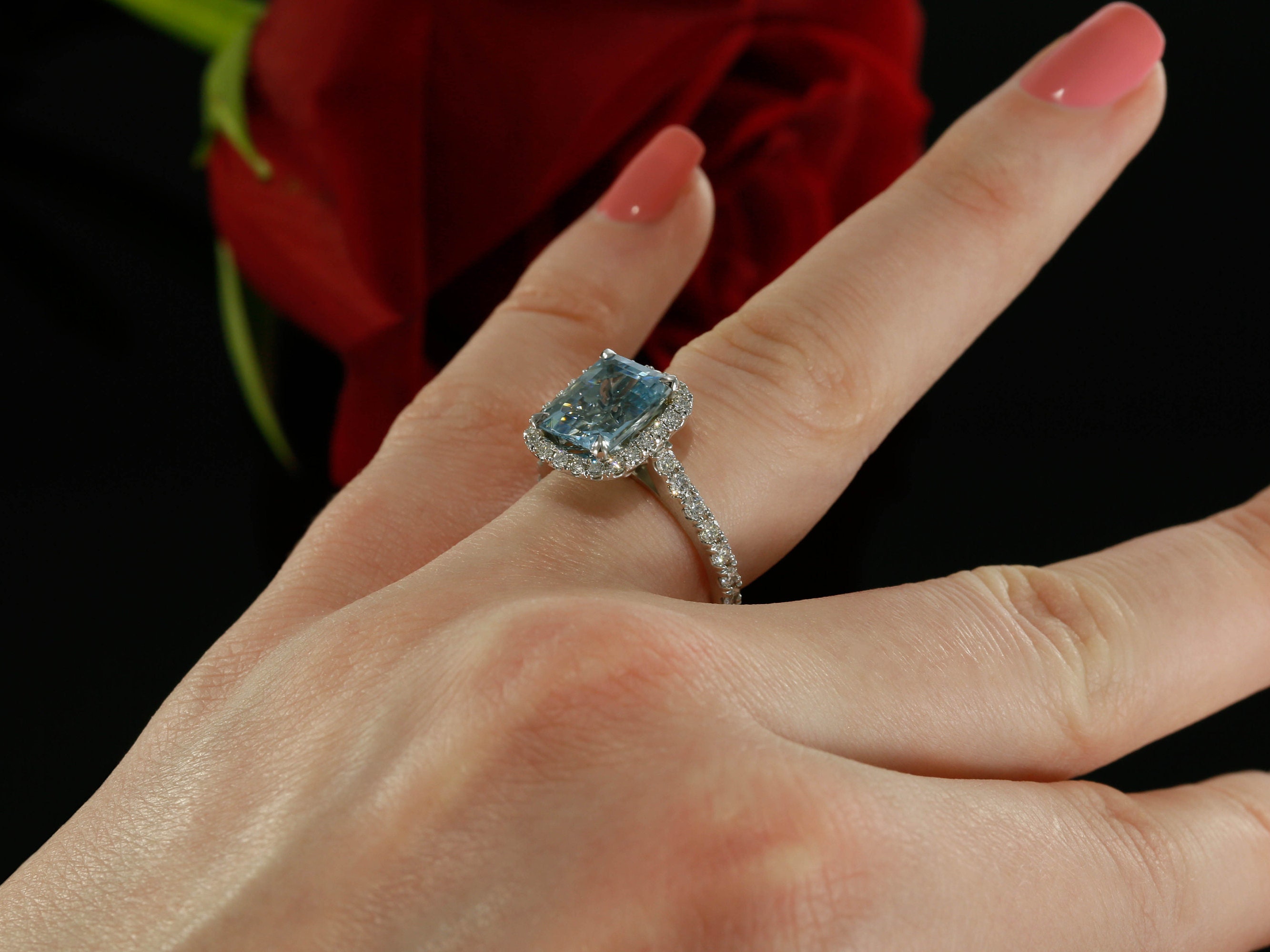 Bague de fiançailles Aquamarine. Anneau aiguemarine coupé en Etsy