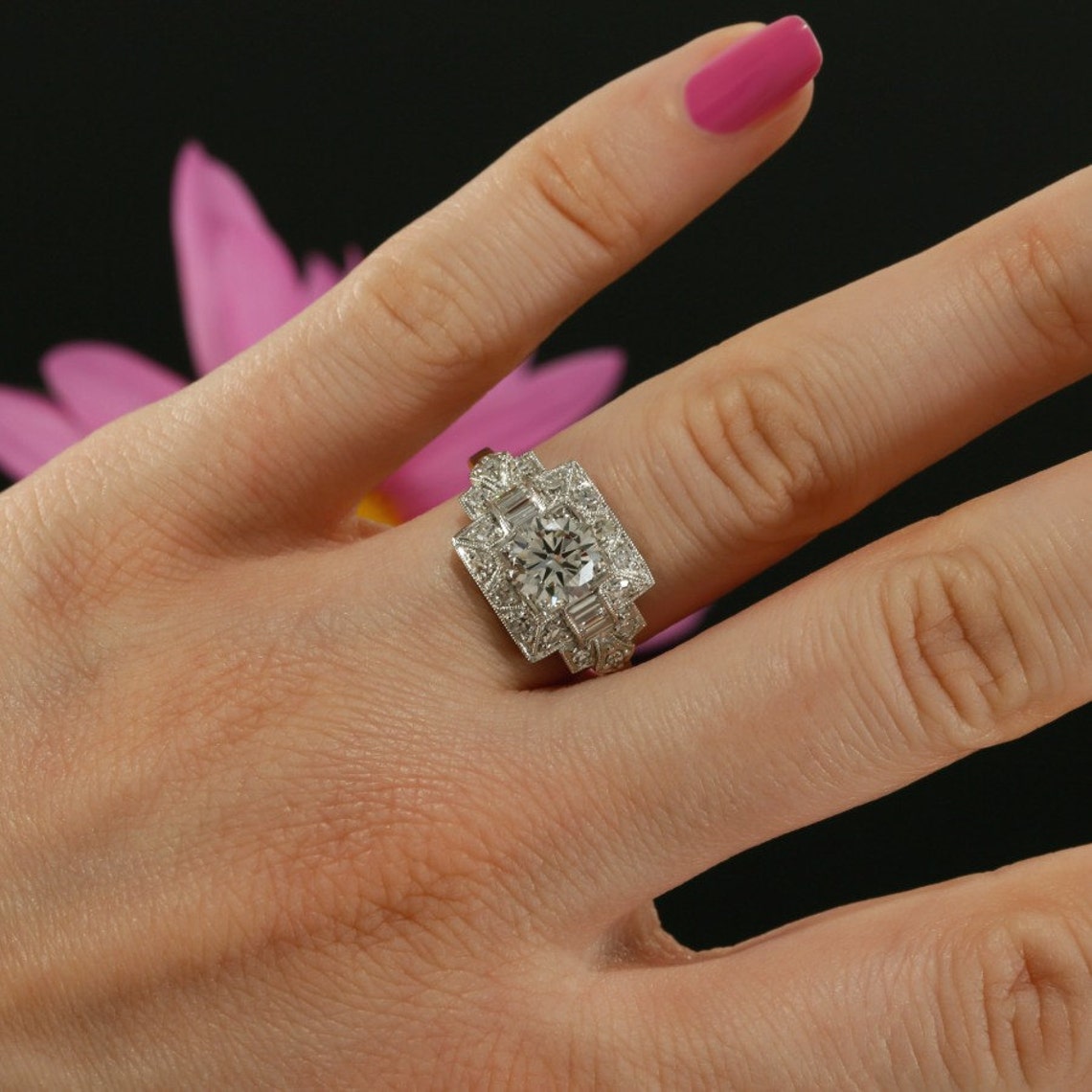 6 5mm Forever Brilliant And Diamond ART DECO Style Engagement Etsy UK