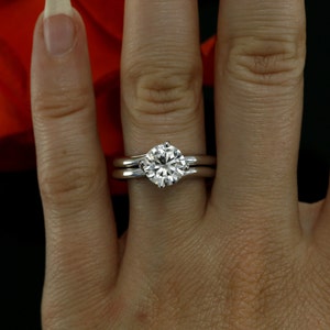 Moissanite ring Solitaire ring. Engagement ring White gold ring Diamond ring Promise ring Moissanite rings for women Unique Ring Bypass ring image 9