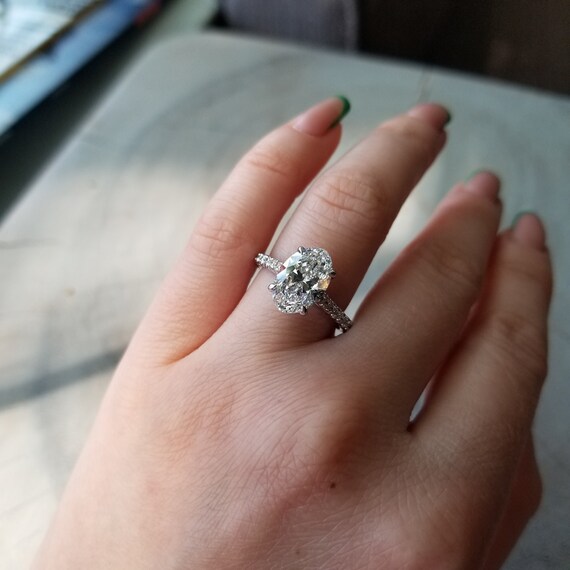 2.4ct IGI Oval Lab Grown Diamond Engagement Ring. Diamond