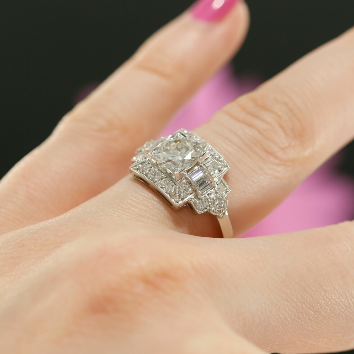 6 5mm Forever Brilliant And Diamond ART DECO Style Engagement Etsy UK