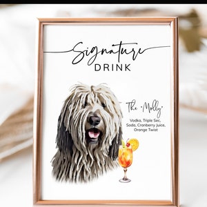 Custom Wedding Drink Sign, Pet Signature Cocktail Sign, Dog Signature Drink Sign, Custom Dog Drink Sign, Pet Portrait, Custom Bar Menu Sign