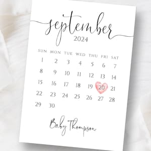 Pregnancy Announcement Calendar, Custom Gender Reveal, Baby Coming Soon, Digital Baby Announcement for Social Media, Printable Due Date