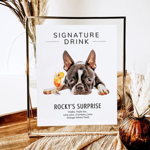 Custom Dog Signature Drink Sign, Pet Signature Cocktail Sign, Dog Drink Sign, Wedding Drink Sign, Pet Portrait, Custom Bar Menu Sign