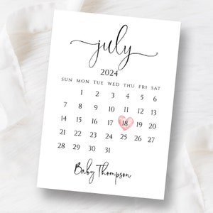 Pregnancy Announcement To Husband, Gender Reveal, Printable Calendar, Digital Baby Announcement, Editable Birth Announcement, Its A Girl