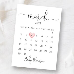 Pregnancy Announcement Calendar, Gender Reveal, Baby Announcement Card, Custom Birth Announcement, New Baby Card, Social Media, Digital Card