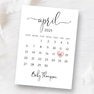 Editable Pregnancy Announcement Calendar, Gender Reveal, Baby Announcement Card, Custom Birth Announcement, New Baby, Send By Social Media