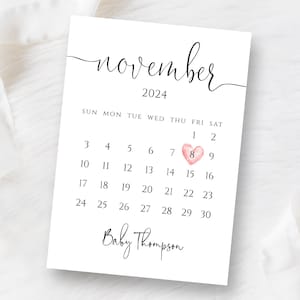 Pregnancy Announcement Calendar, Baby Announcement Template, Gender Reveal, Baby Coming Soon, Any Date or Month, Editable Calendar, Diy