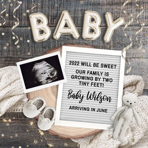 Pregnancy Announcement Template, Digital Gender Reveal, Baby Announcement for Social Media, Baby Coming Soon, New Year Editable, DIY
