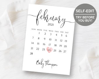 free printable pregnancy announcement calendar july 2021