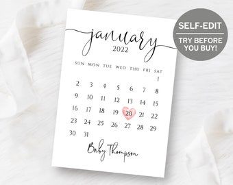 Download Baby Announcement Calendar Etsy
