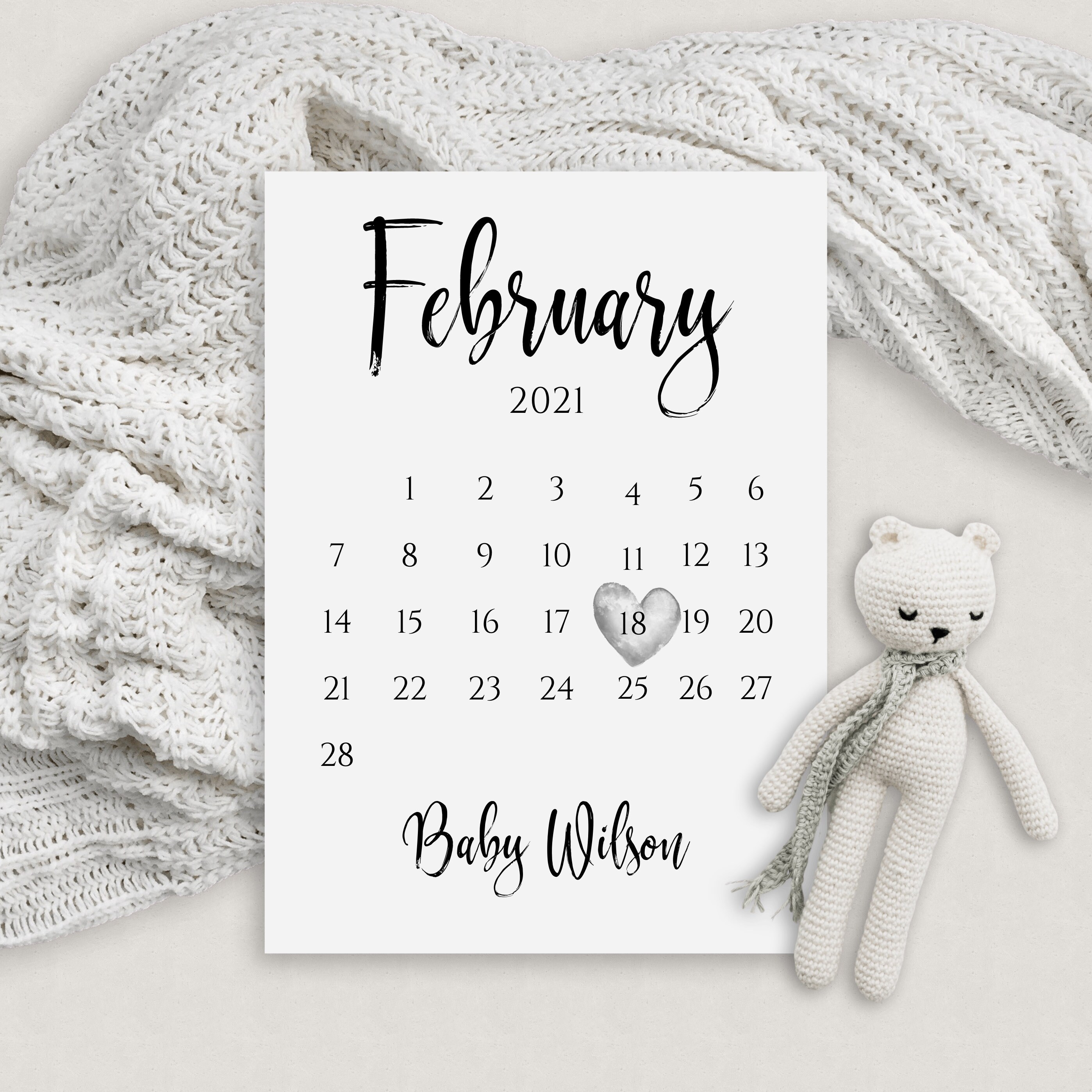Editable Pregnancy Announcement Baby Announcement Calendar Etsy