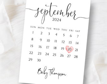 Pregnancy Announcement Calendar, Custom Gender Reveal, Baby Coming Soon,  Digital Baby Announcement for Social Media, Printable Due Date - Etsy